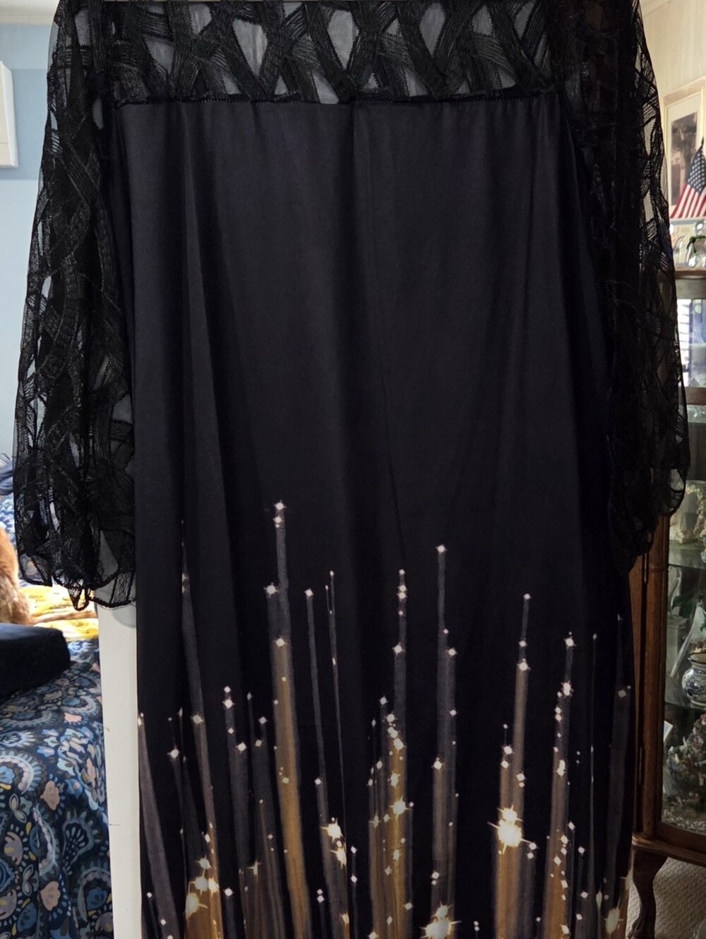 Black Evening Dress with Gold Sparkle Accents